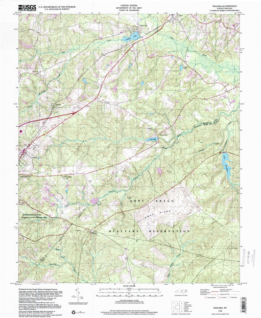 Classic USGS Niagara North Carolina 7.5'x7.5' Topo Map Image