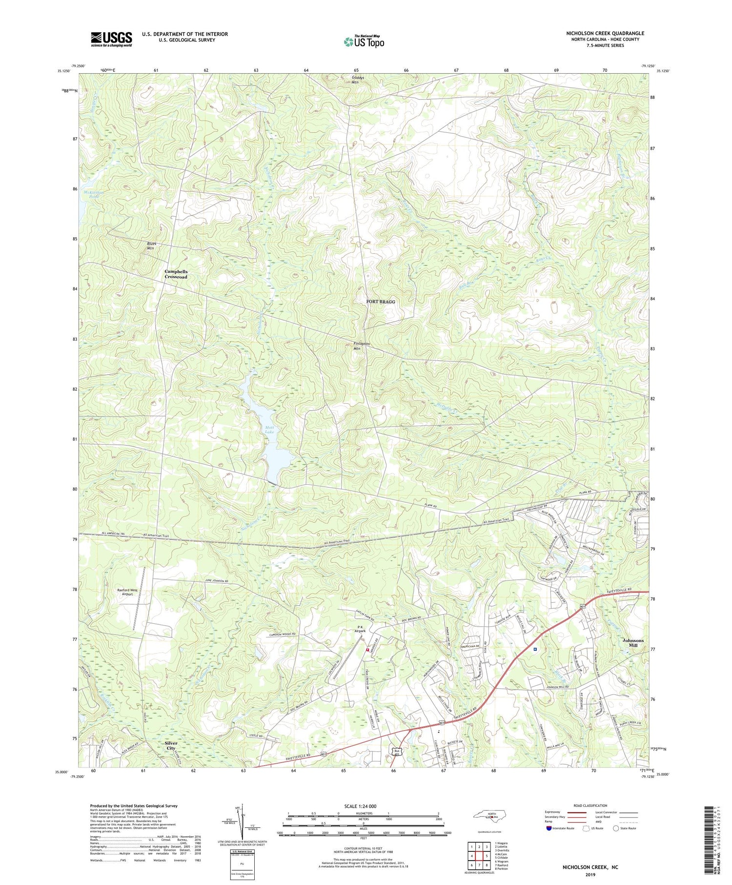 Nicholson Creek North Carolina US Topo Map Image