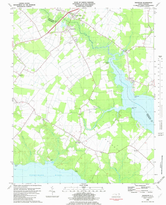 Classic USGS Nixonton North Carolina 7.5'x7.5' Topo Map Image