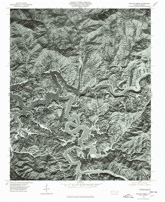 Classic USGS Noland Creek North Carolina 7.5'x7.5' Topo Map Image