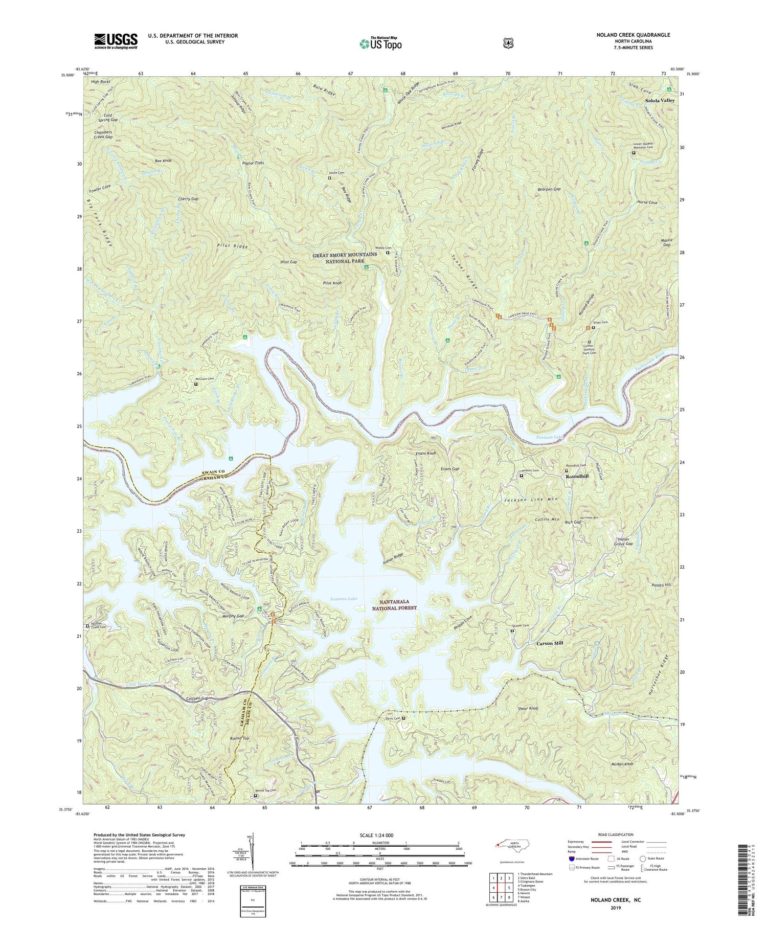 Noland Creek North Carolina US Topo Map Image