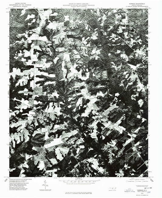 Classic USGS Norman North Carolina 7.5'x7.5' Topo Map Image