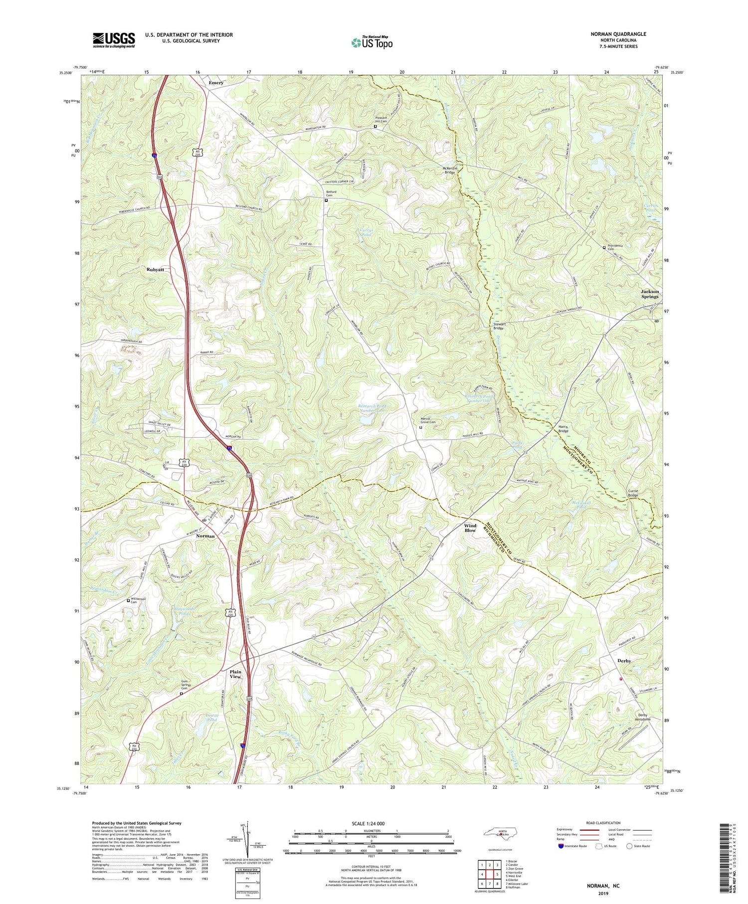 Norman North Carolina US Topo Map Image