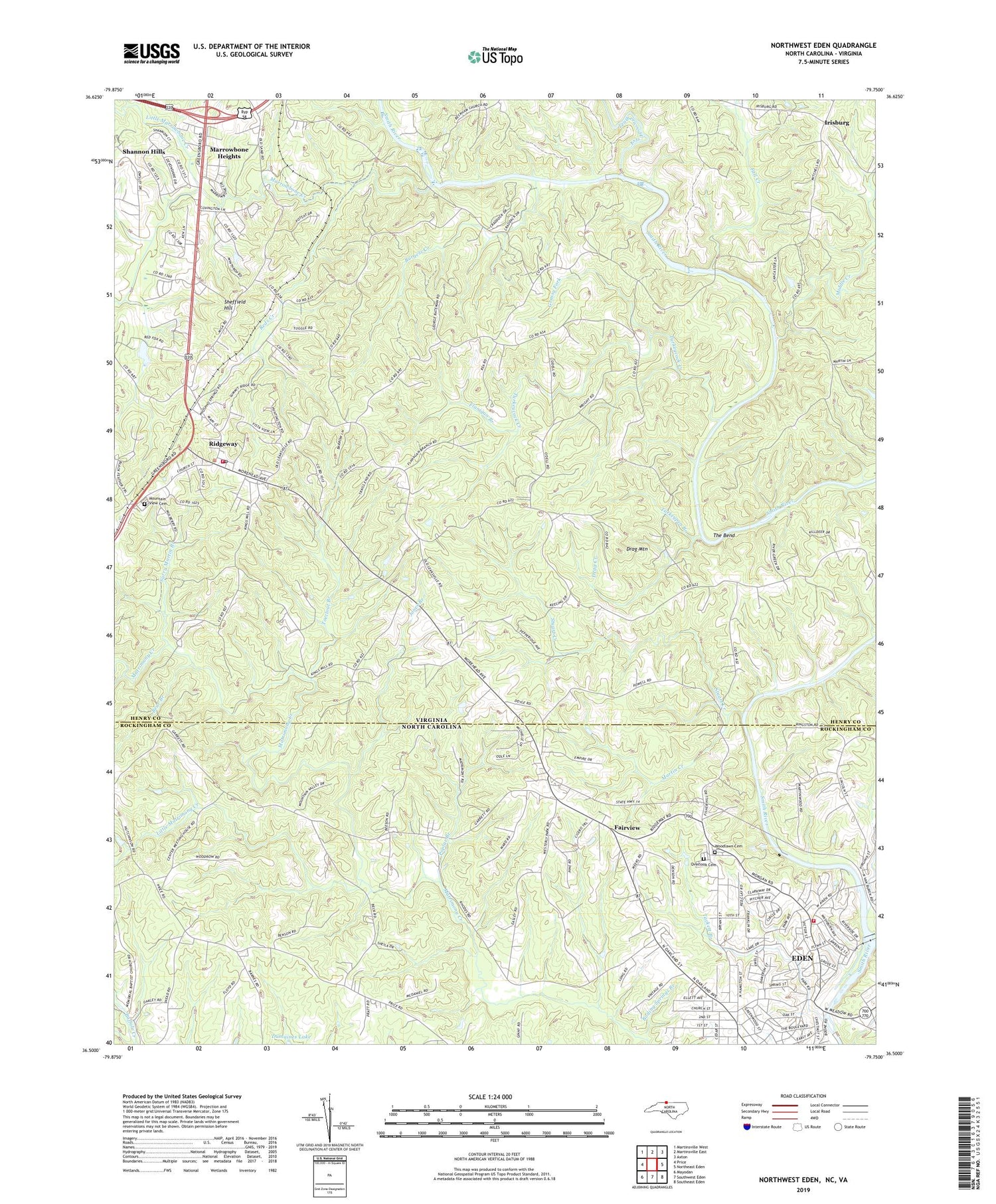 Northwest Eden North Carolina US Topo Map Image