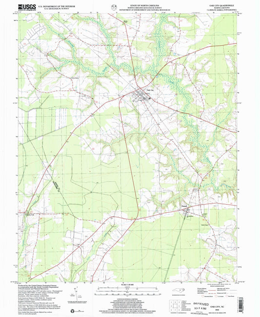 Classic USGS Oak City North Carolina 7.5'x7.5' Topo Map Image