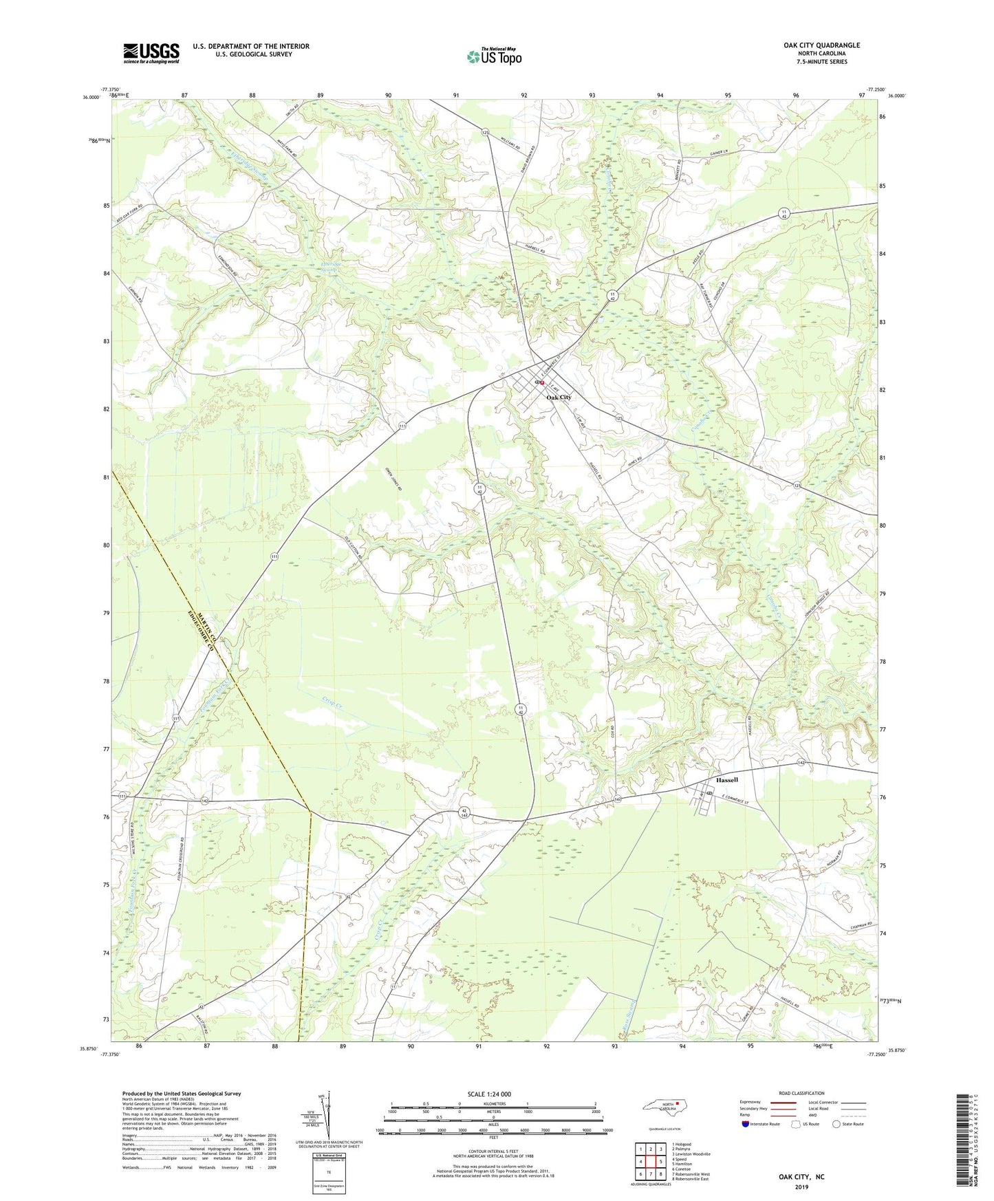 Oak City North Carolina US Topo Map Image