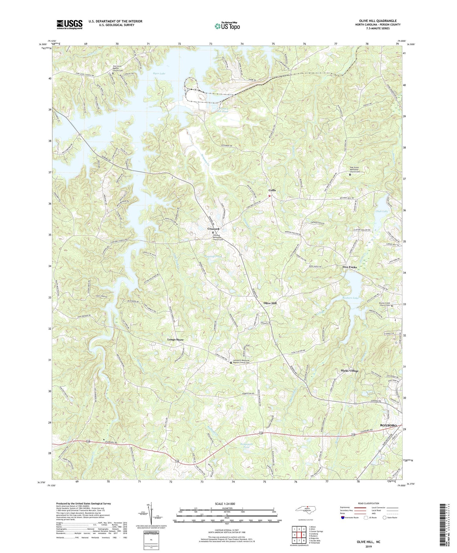 Olive Hill North Carolina US Topo Map Image
