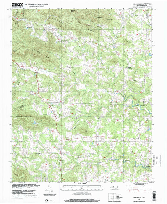 Classic USGS Osbornville North Carolina 7.5'x7.5' Topo Map Image