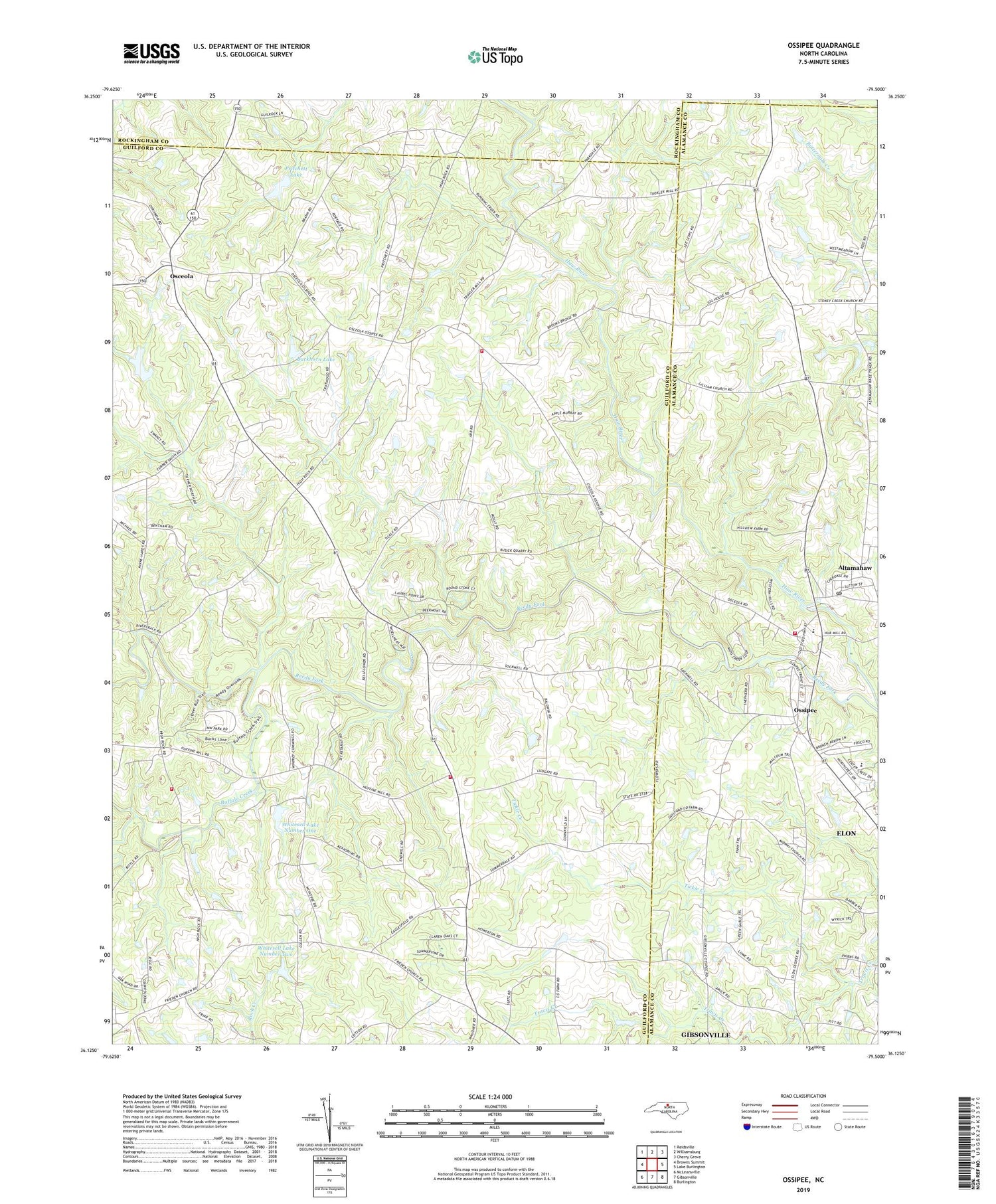 Ossipee North Carolina US Topo Map Image