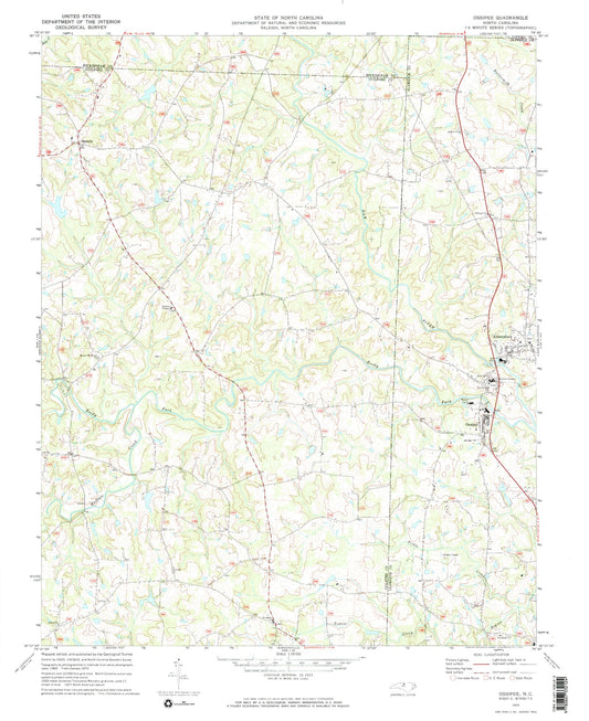 Classic USGS Ossipee North Carolina 7.5'x7.5' Topo Map Image