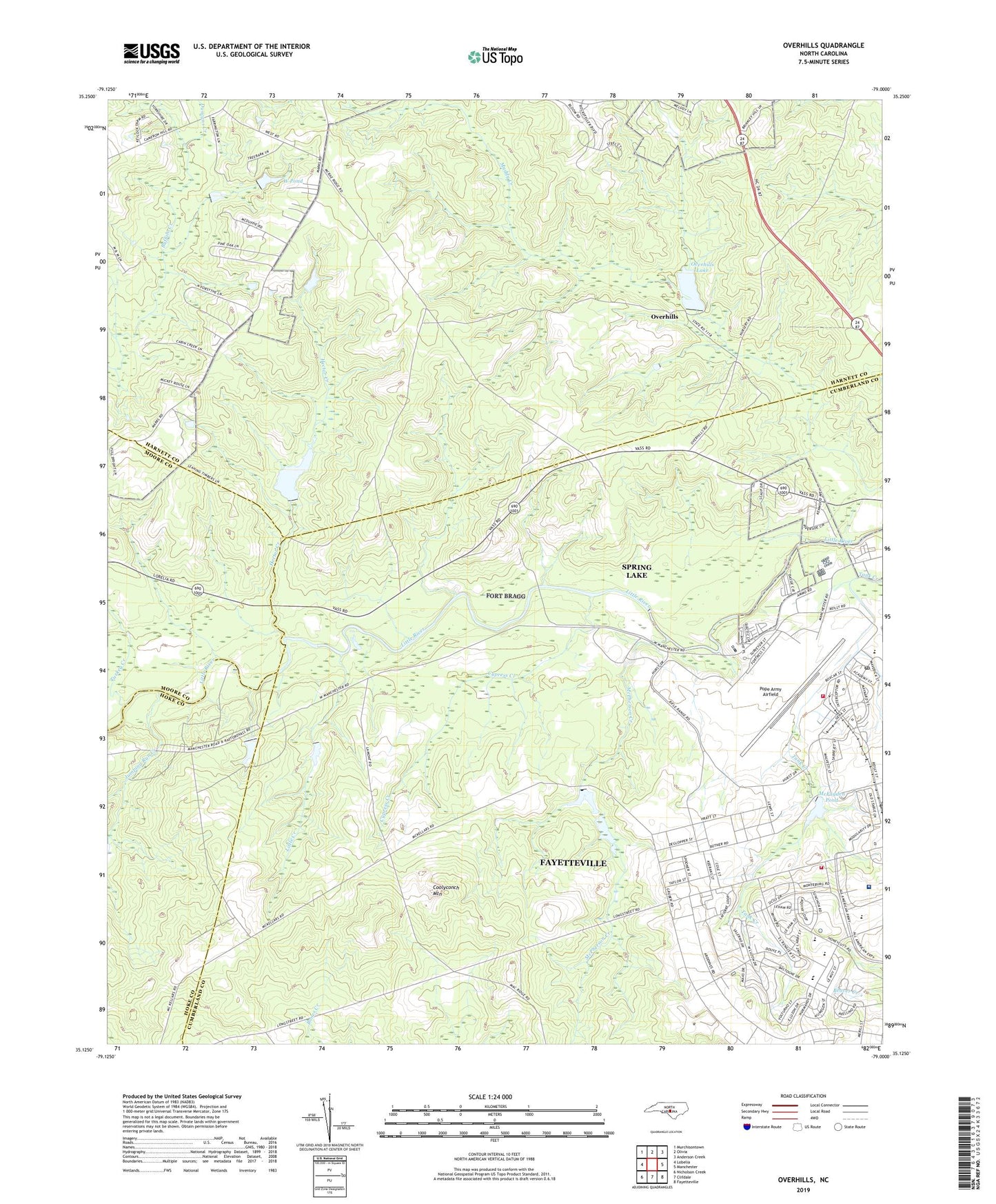 Overhills North Carolina US Topo Map Image