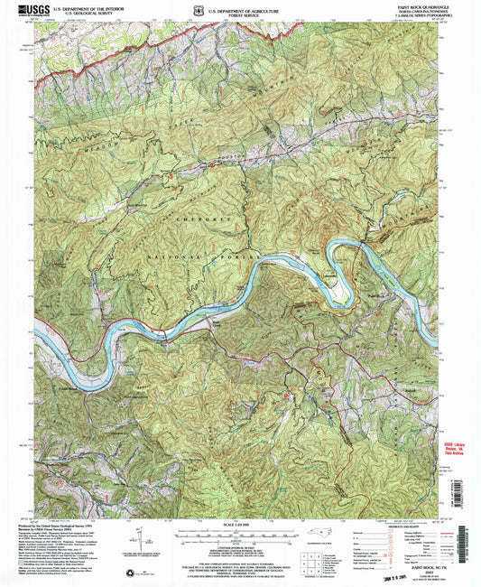 Classic USGS Paint Rock North Carolina 7.5'x7.5' Topo Map Image