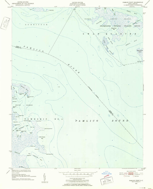 Classic USGS Pamlico Point North Carolina 7.5'x7.5' Topo Map Image