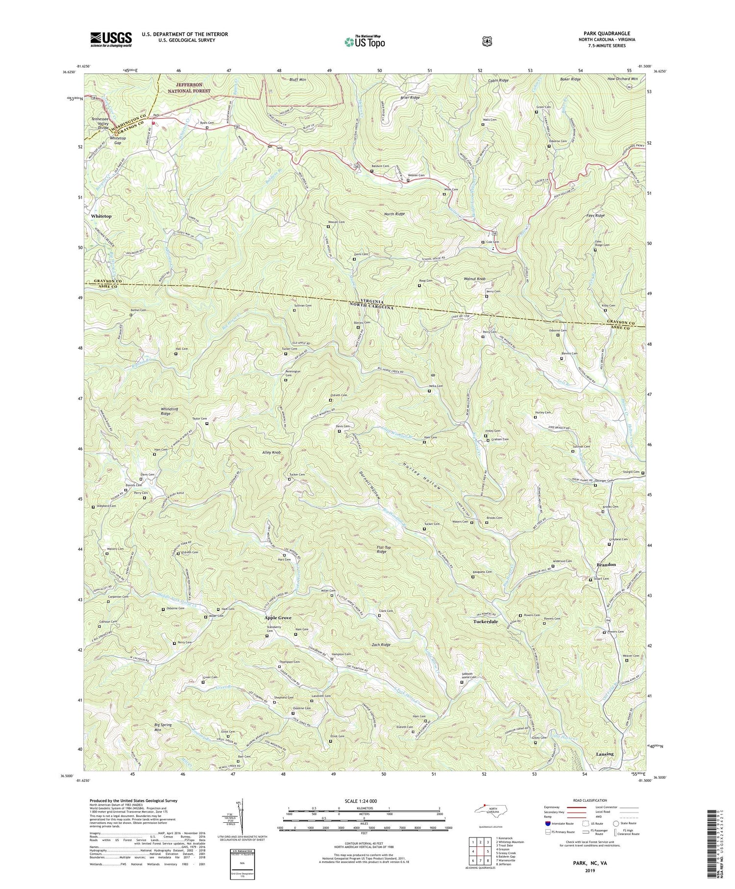 Park North Carolina US Topo Map Image