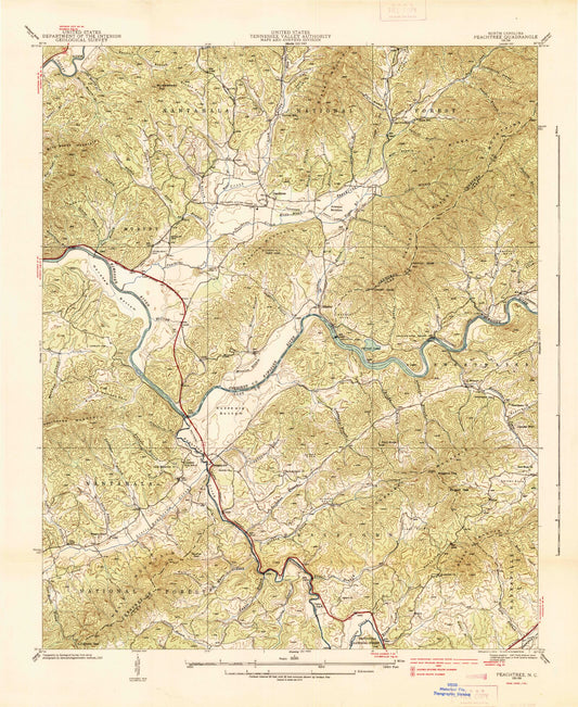 Classic USGS Peachtree North Carolina 7.5'x7.5' Topo Map Image