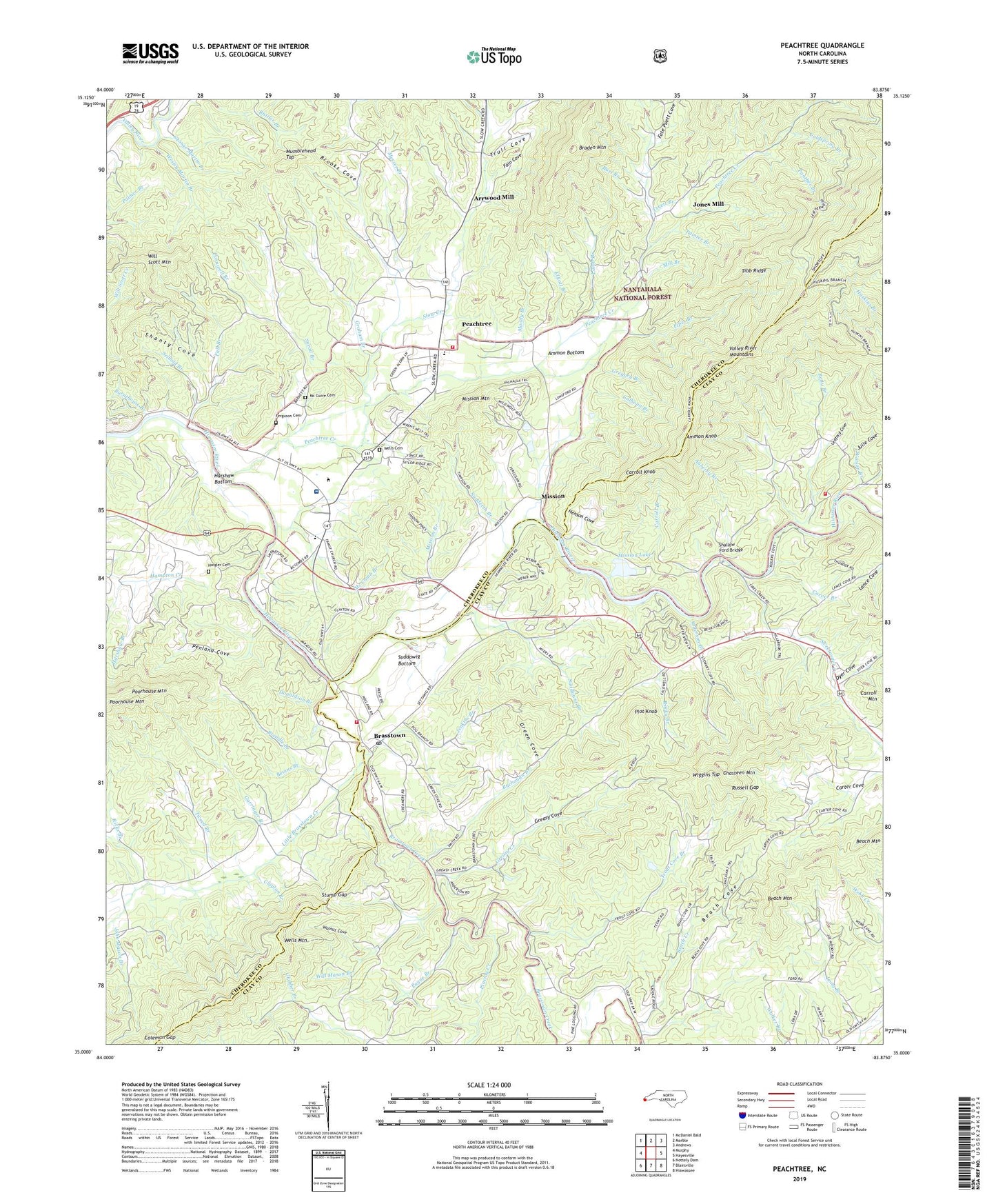 Peachtree North Carolina US Topo Map Image