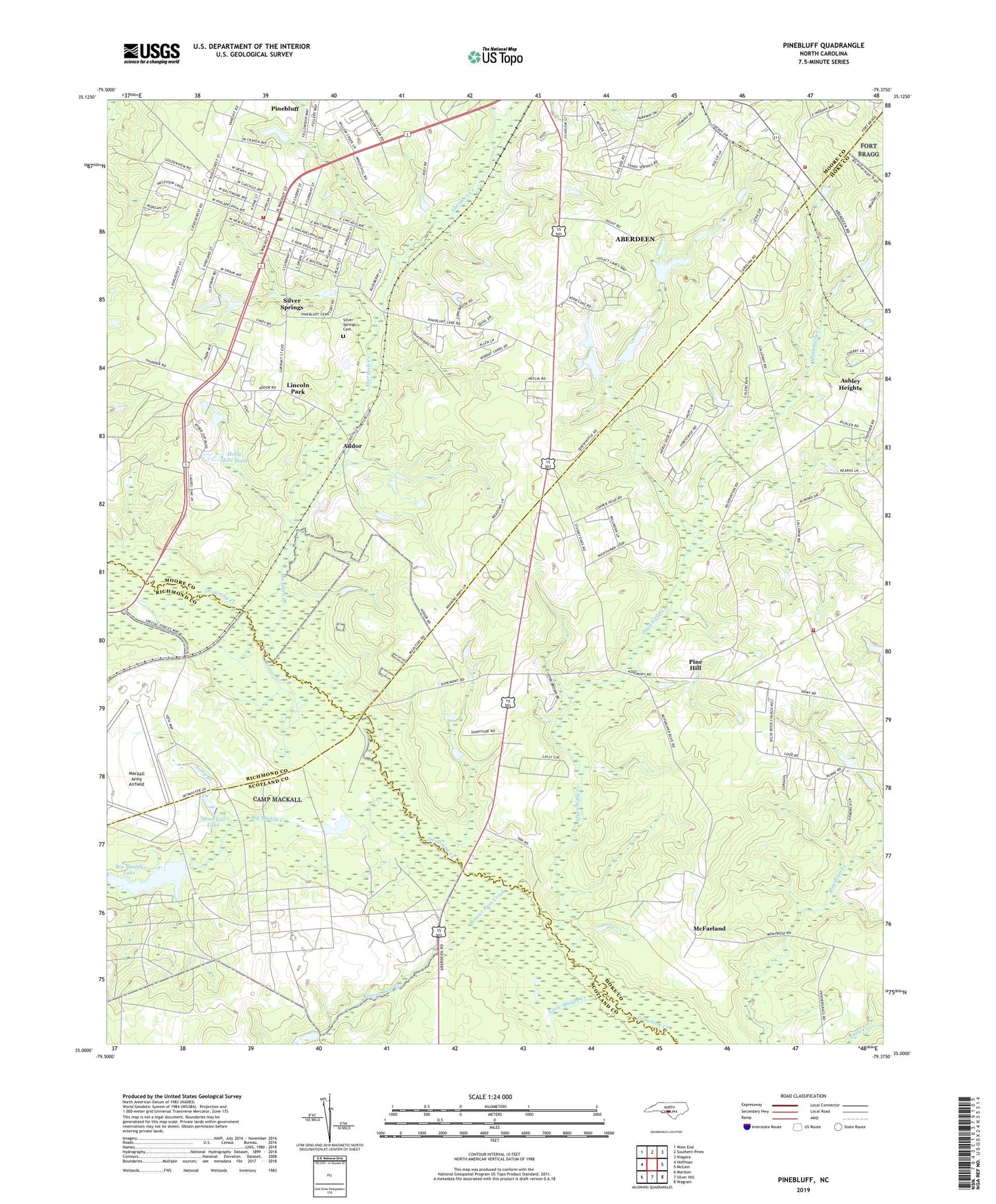 Pinebluff North Carolina US Topo Map Image