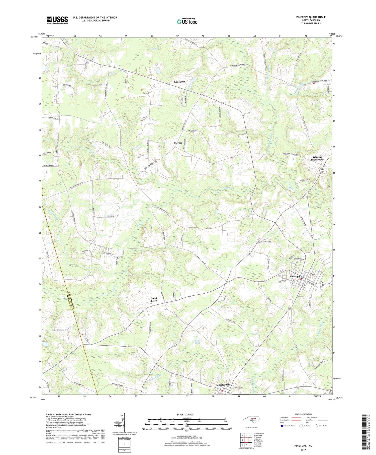 Pinetops North Carolina US Topo Map Image