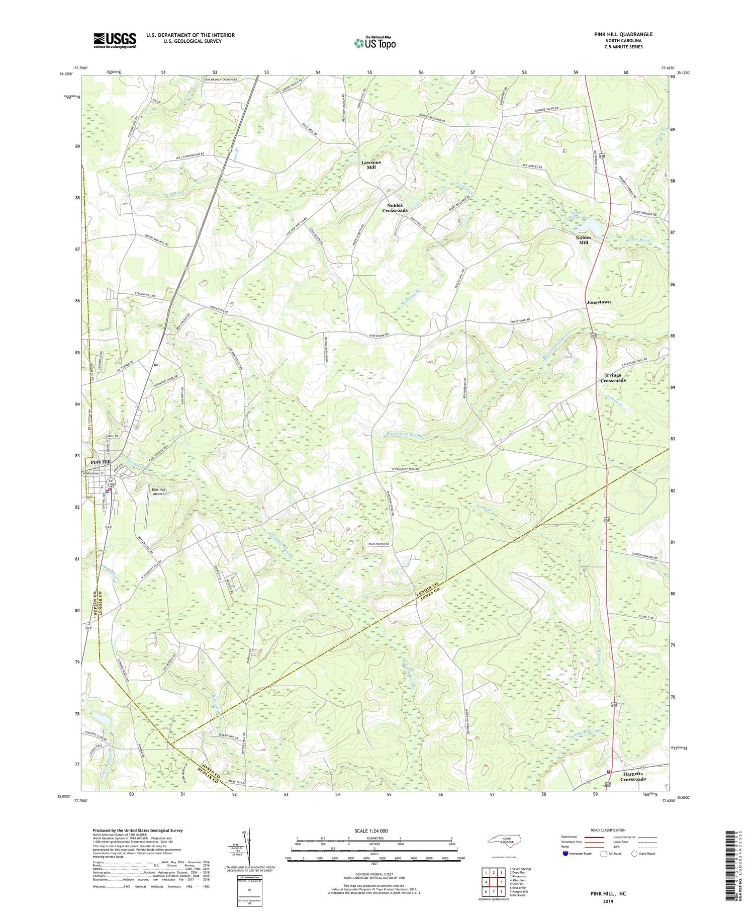 Pink Hill North Carolina US Topo Map Image