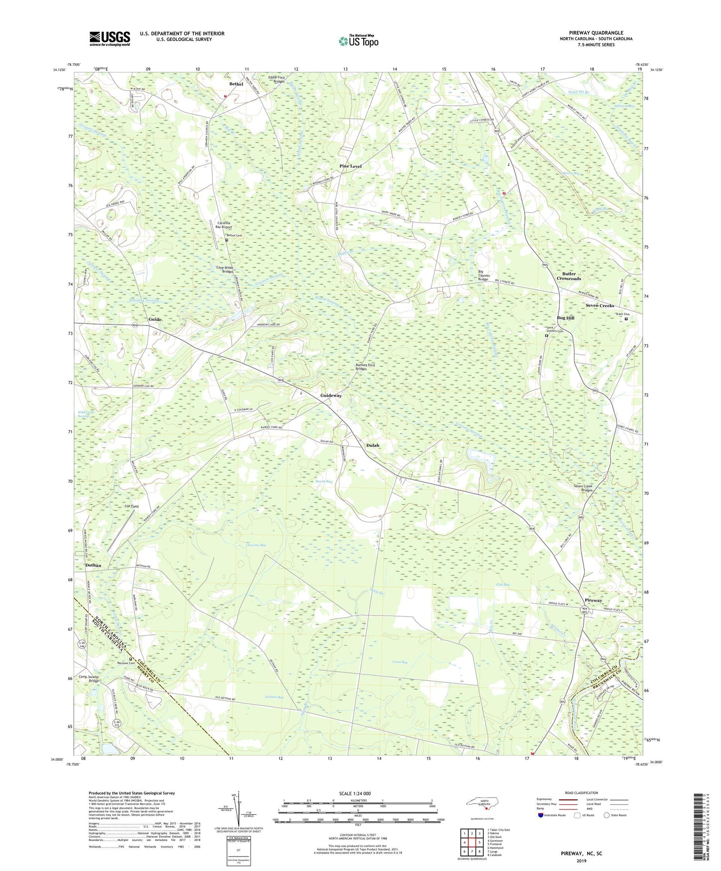 Pireway North Carolina US Topo Map Image
