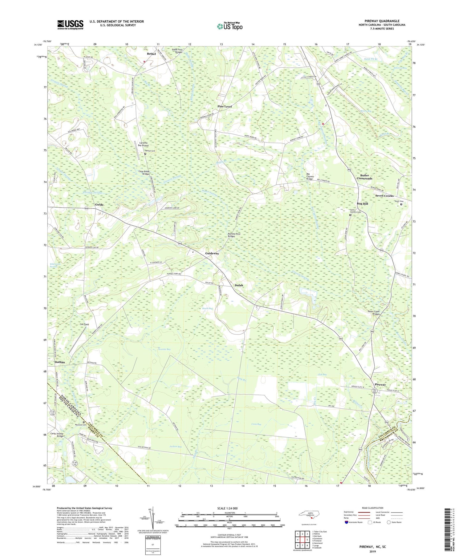 Pireway North Carolina US Topo Map Image