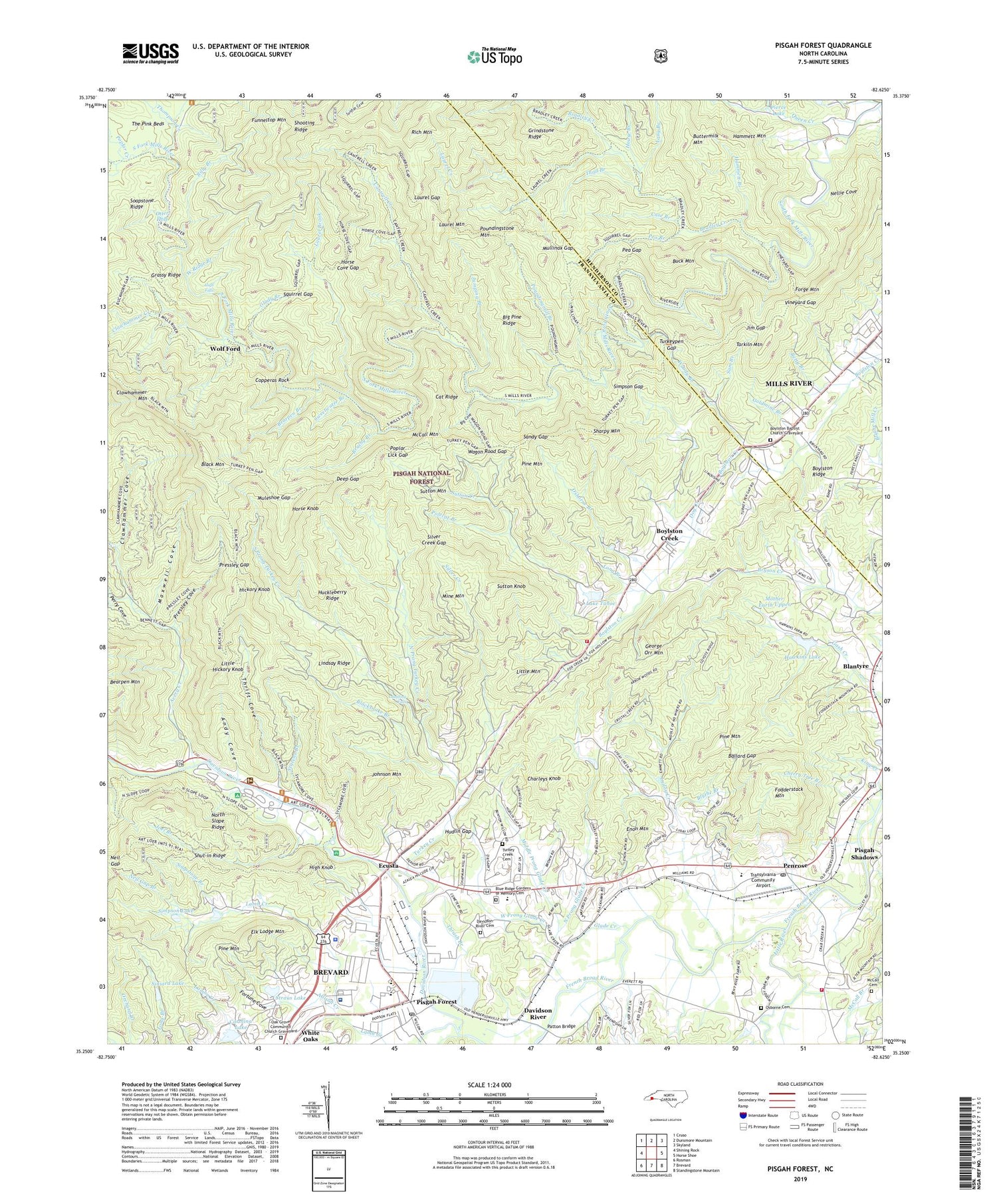 Pisgah Forest North Carolina US Topo Map Image