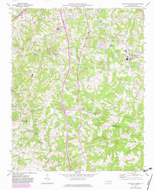 Classic USGS Pleasant Garden North Carolina 7.5'x7.5' Topo Map Image