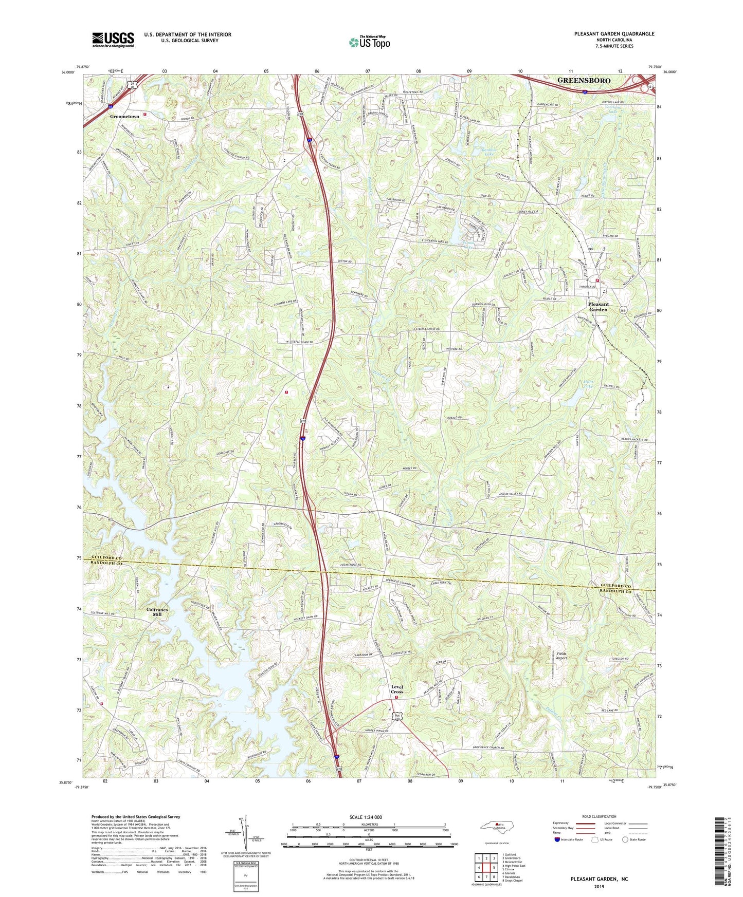 Pleasant Garden North Carolina US Topo Map Image