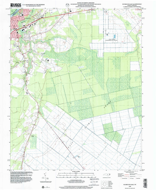 Classic USGS Plymouth East North Carolina 7.5'x7.5' Topo Map Image