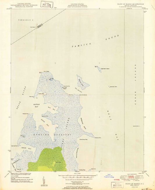 Classic USGS Point of Marsh North Carolina 7.5'x7.5' Topo Map Image