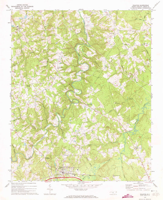 Classic USGS Polkton North Carolina 7.5'x7.5' Topo Map Image