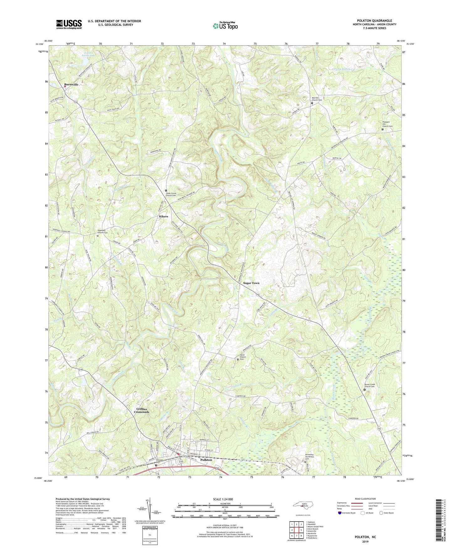 Polkton North Carolina US Topo Map Image