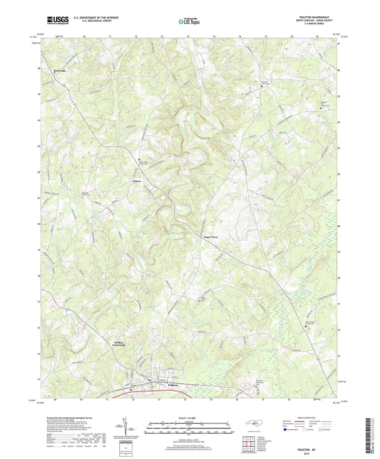 Polkton North Carolina US Topo Map Image