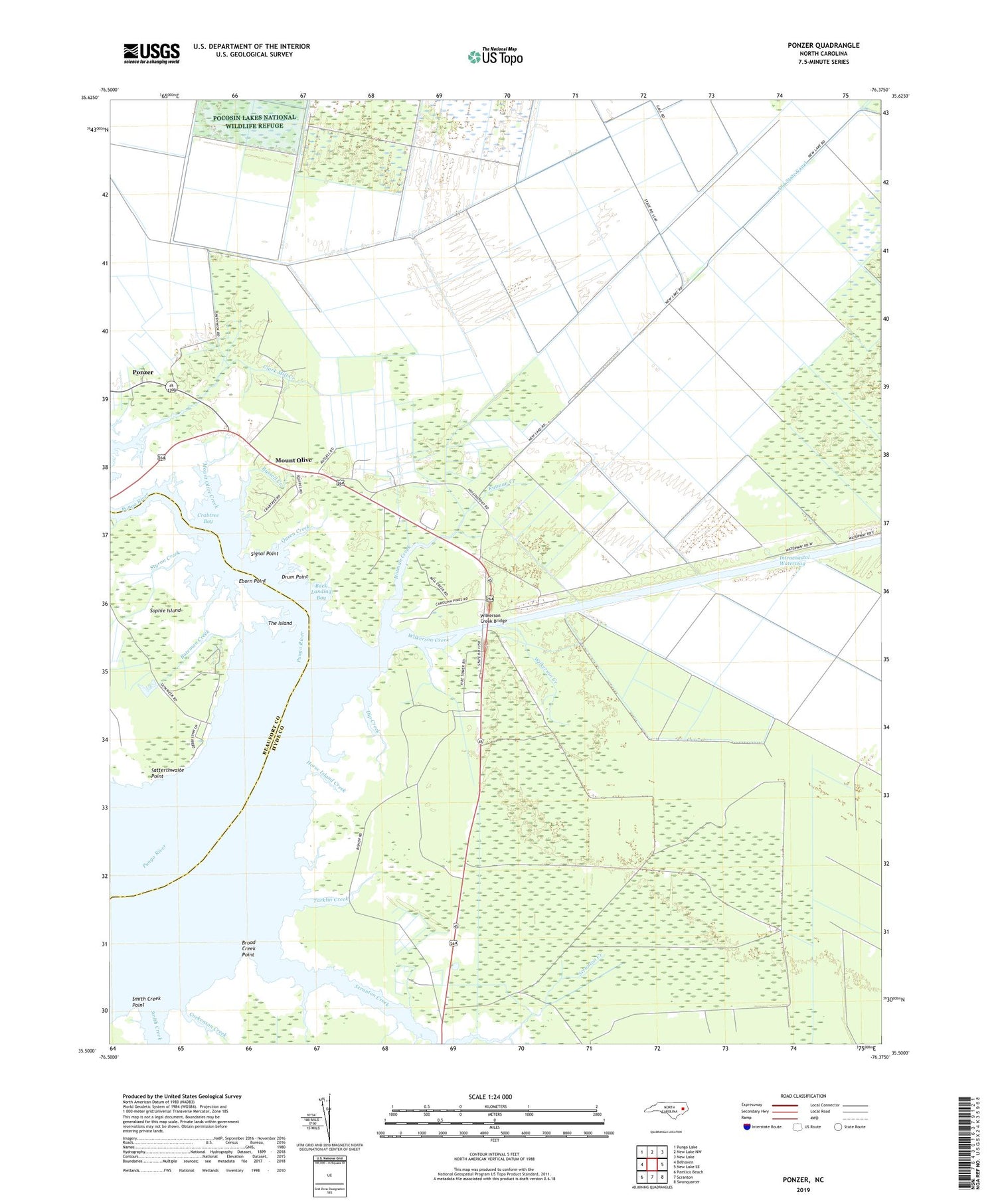 Ponzer North Carolina US Topo Map Image