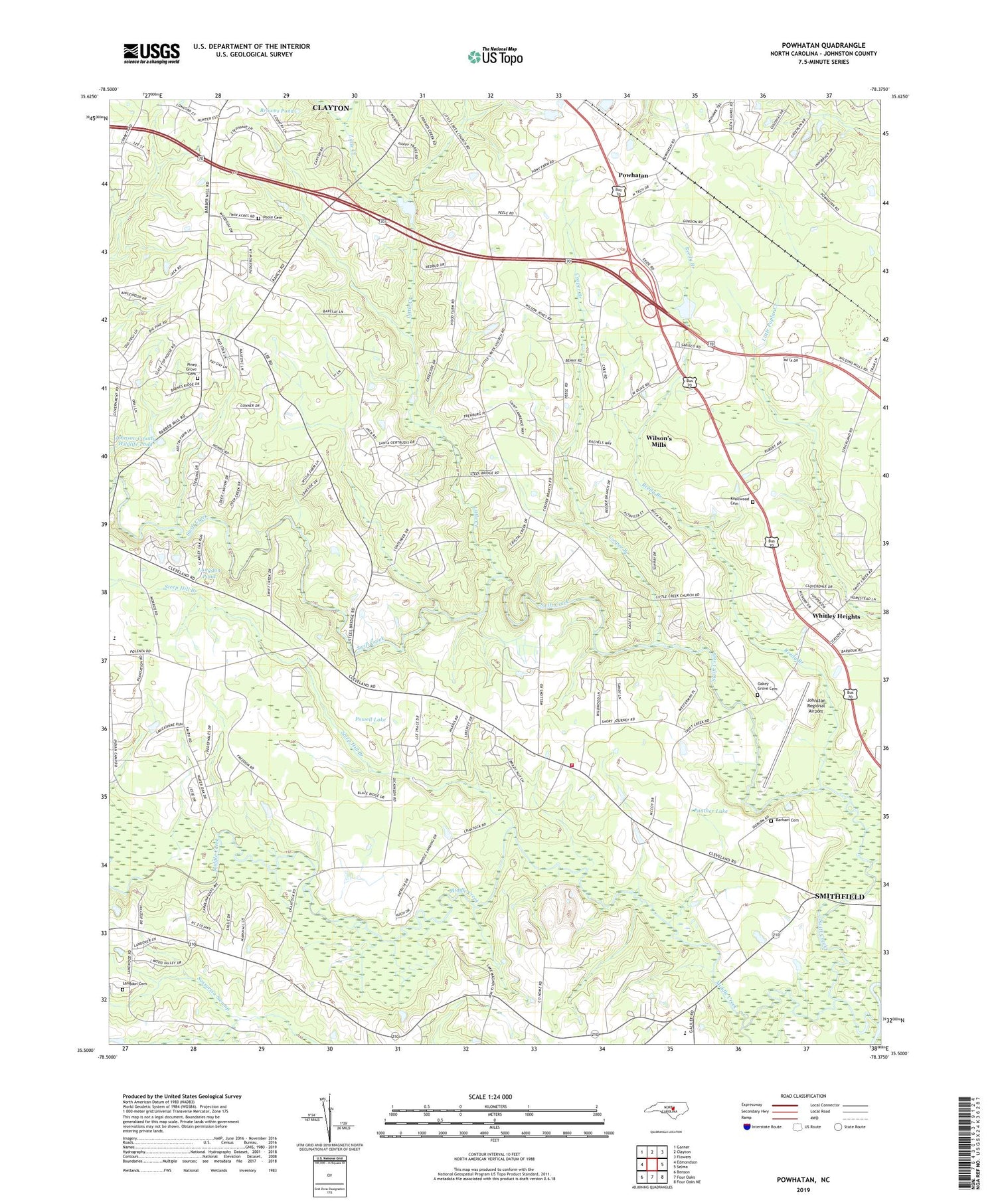 Powhatan North Carolina US Topo Map Image
