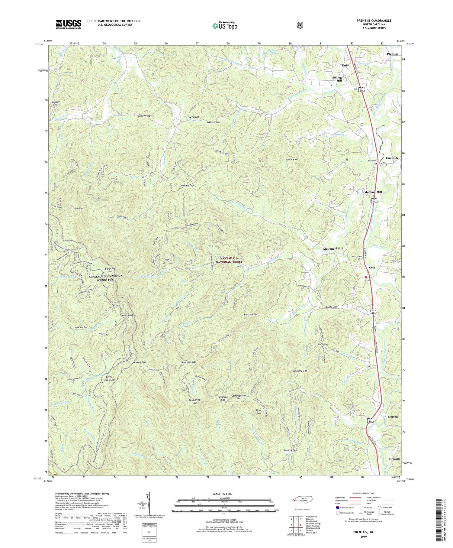 Prentiss North Carolina US Topo Map Image