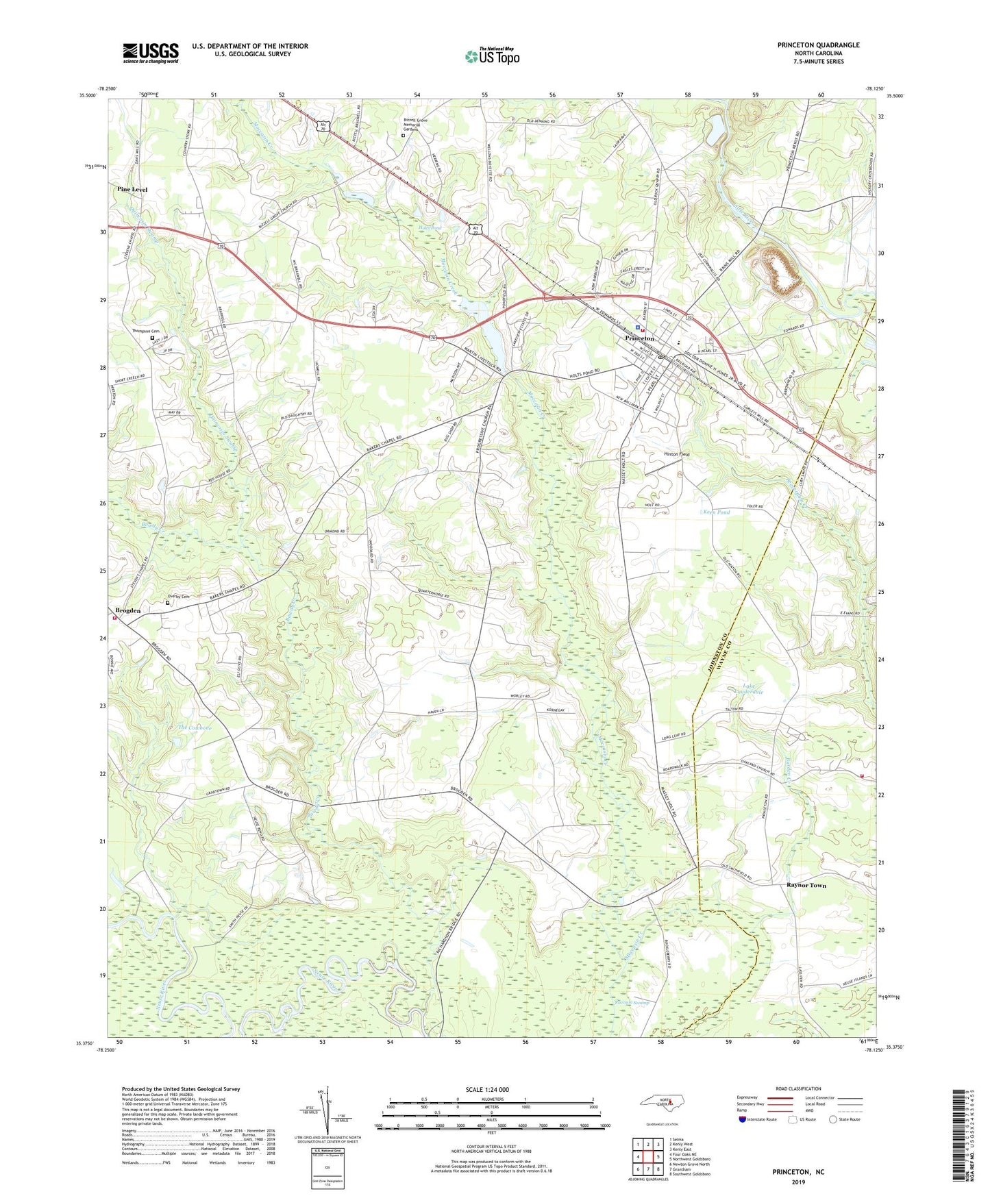 Princeton North Carolina US Topo Map Image