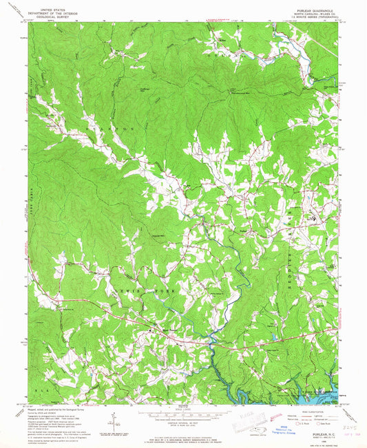 Classic USGS Purlear North Carolina 7.5'x7.5' Topo Map Image