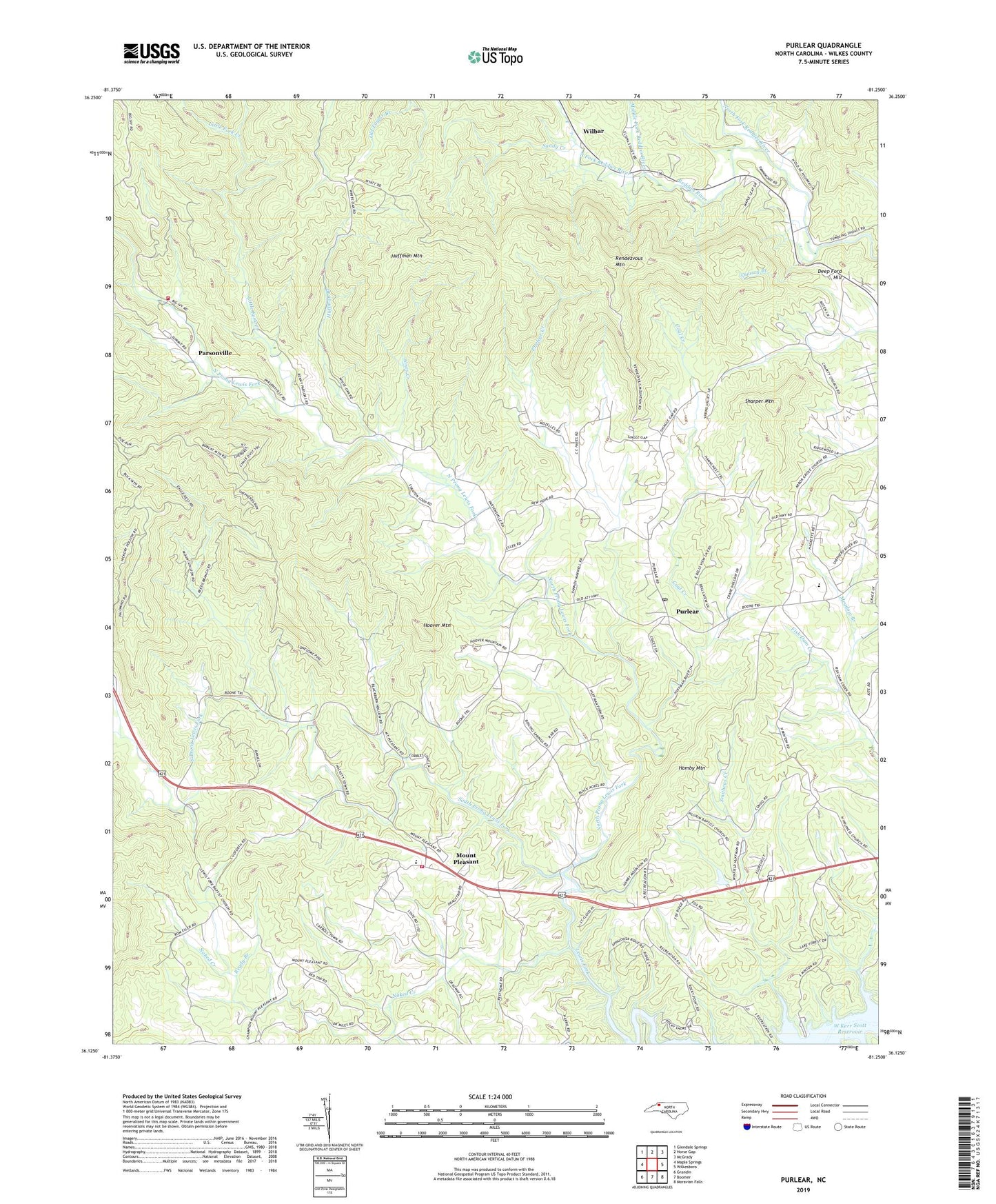 Purlear North Carolina US Topo Map Image