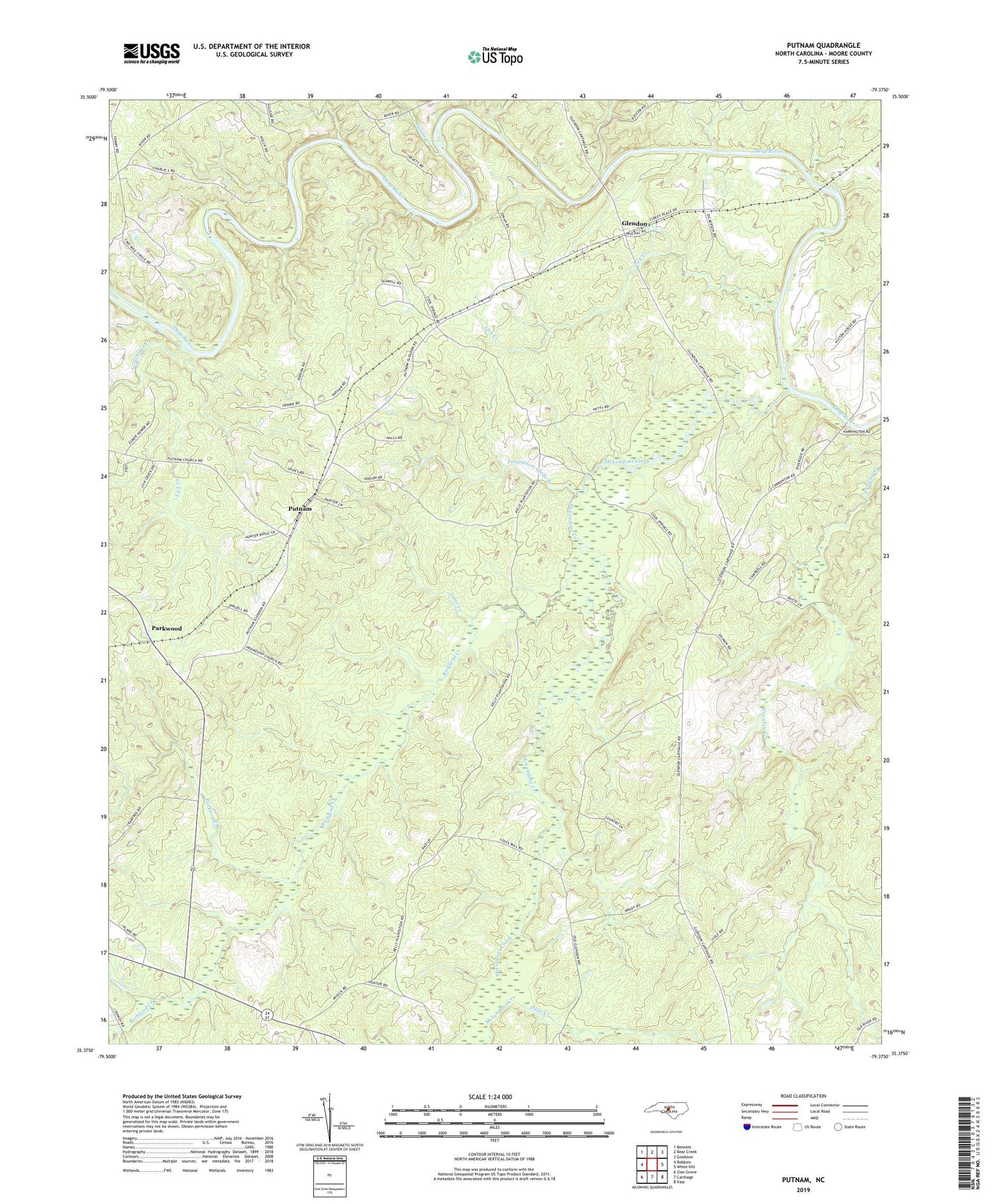 Putnam North Carolina US Topo Map Image
