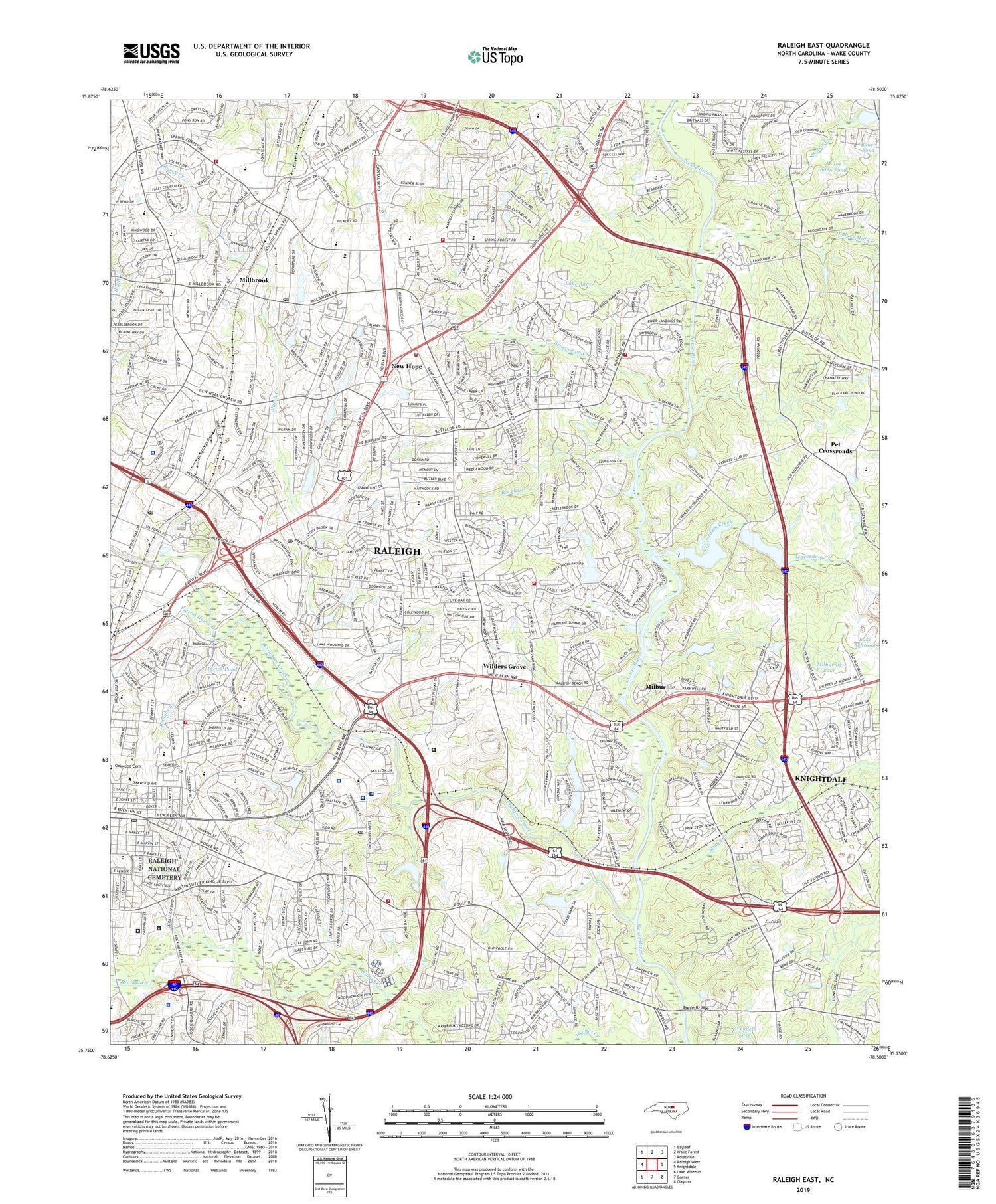 Raleigh East North Carolina US Topo Map Image