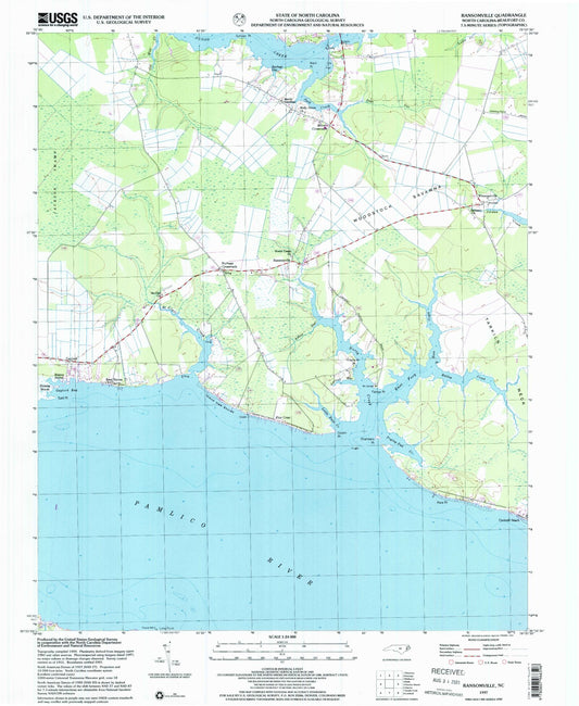 Classic USGS Ransomville North Carolina 7.5'x7.5' Topo Map Image