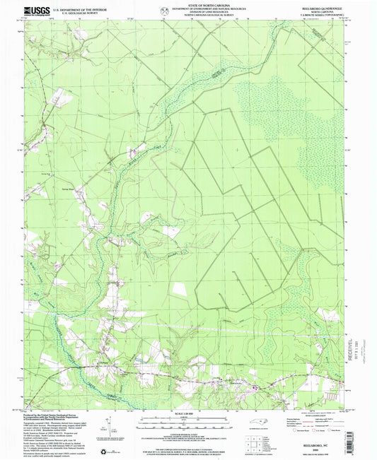 Classic USGS Reelsboro North Carolina 7.5'x7.5' Topo Map Image