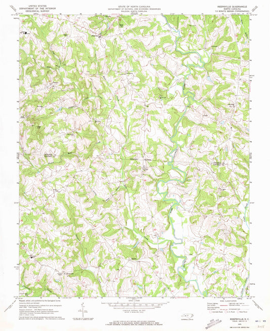 Classic USGS Reepsville North Carolina 7.5'x7.5' Topo Map Image