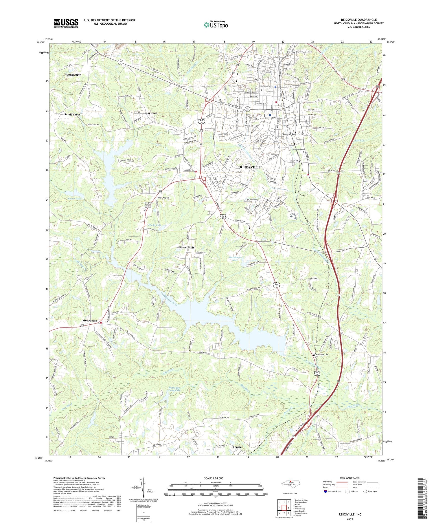 Reidsville North Carolina US Topo Map Image