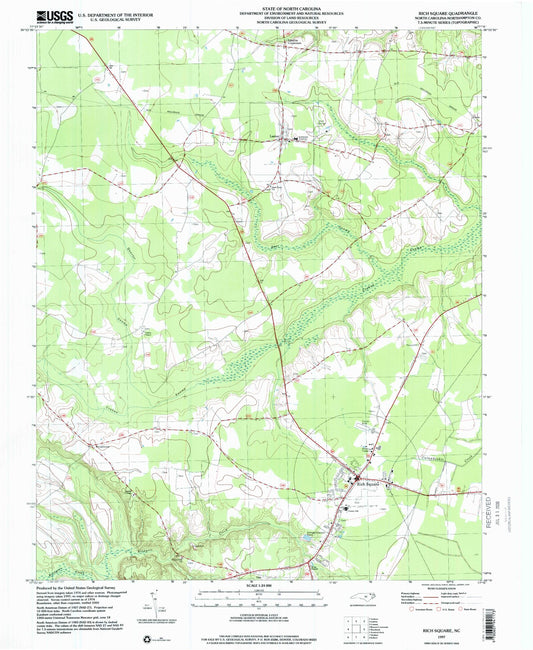 Classic USGS Rich Square North Carolina 7.5'x7.5' Topo Map Image