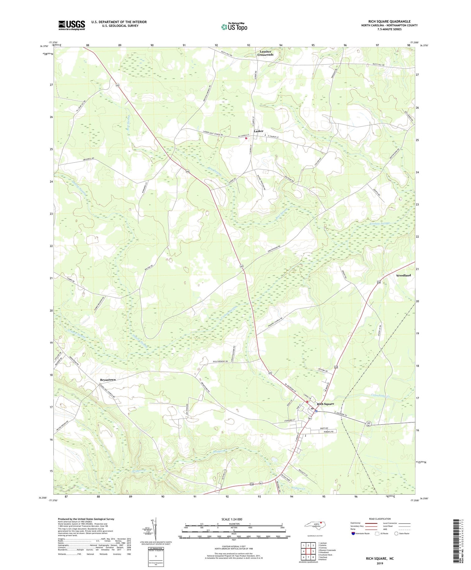 Rich Square North Carolina US Topo Map Image
