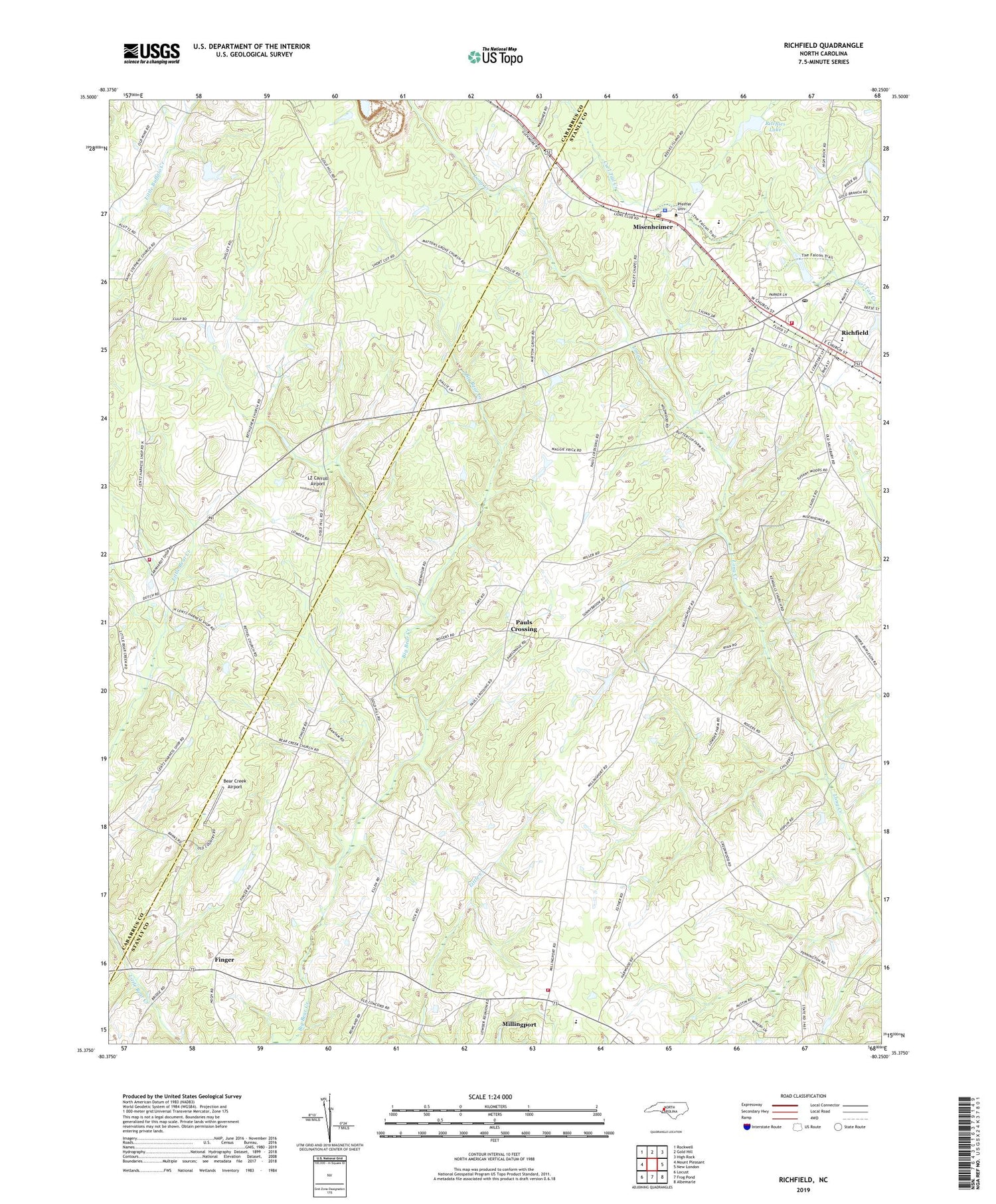 Richfield North Carolina US Topo Map Image