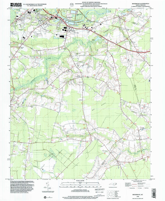 Classic USGS Rivermont North Carolina 7.5'x7.5' Topo Map Image
