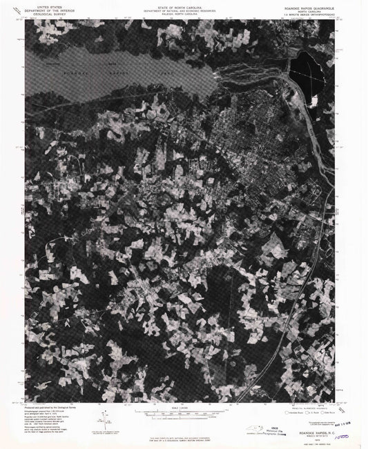 Classic USGS Roanoke Rapids North Carolina 7.5'x7.5' Topo Map Image